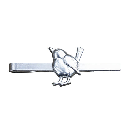 Wren Tie Clip, Handcast Pewter Tie Clip, Polished Finish