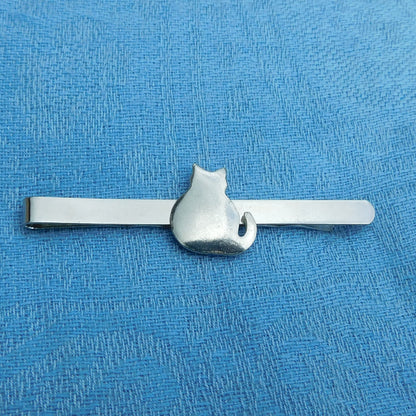 Cat Tie Clip, Handcast Pewter Tie Clip, Polished Finish