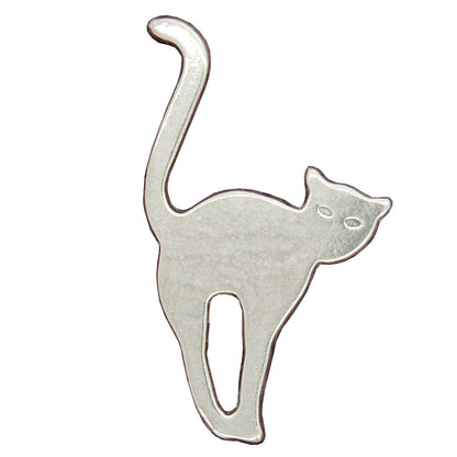 Cat Brooch, (Stretching Design), Handcast Pewter, Polished Finish