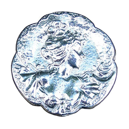 Art Nouveau Brooch, Round, Handcast Pewter, Polished Finish
