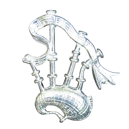 Bagpipes Brooch, Handcast Pewter, Polished Finish