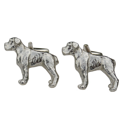 Boxer Dog Cufflinks, Handcast Pewter Cufflinks, Polished Finish