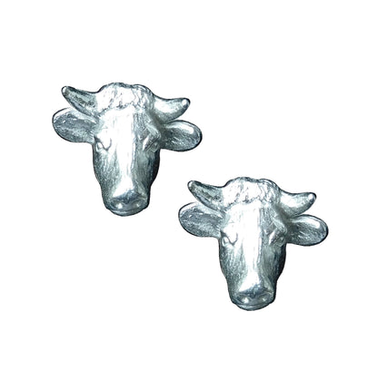 Bull Head Cufflinks, Handcast Pewter Cufflinks, Polished Finish