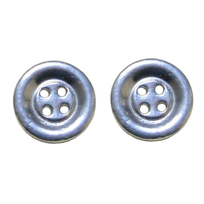 Button Cufflinks, Handcast Pewter Cufflinks, Polished Finish