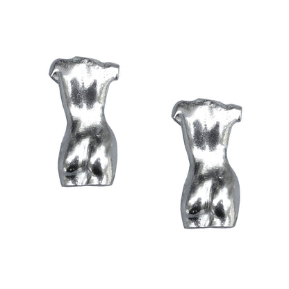 Female Torso Cufflinks (Back View), Handcast Pewter Cufflinks, Polished Finish