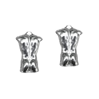 Male Torso Cufflinks (Rear View), Handcast Pewter Cufflinks, Polished Finish